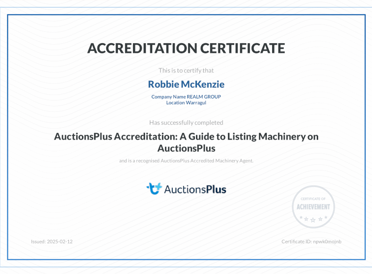 Accreditation Certificate For Auctionsplus