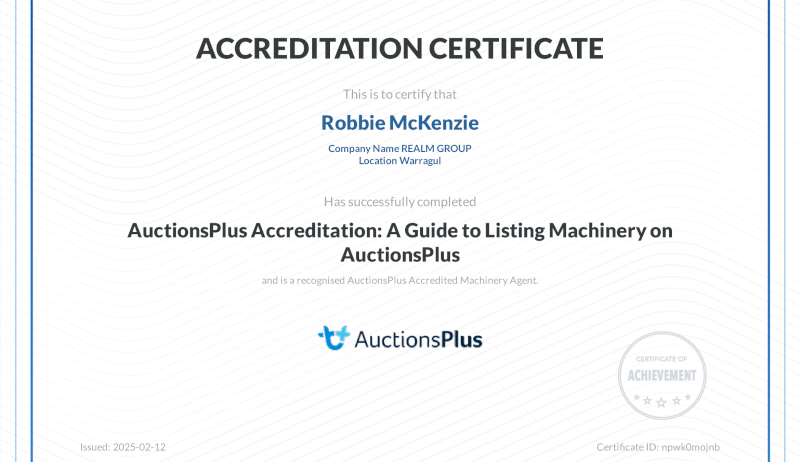 Accreditation Certificate For Auctionsplus