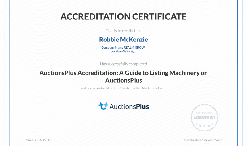 Accreditation Certificate For Auctionsplus